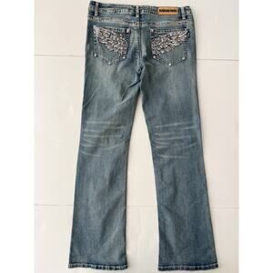 Platinum Plush Bootcut Jeans Women 11 Angel Wings Rhinestone Style 4041 Western